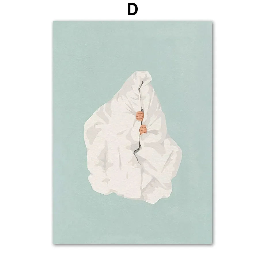 ’Laundry Girl Nordic Wall Art Print’ - 13x18cm No Frame / D - Posters