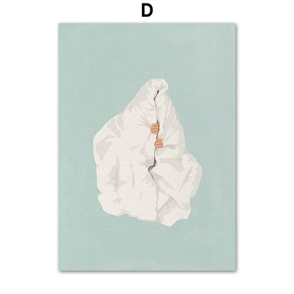 ’Laundry Girl Nordic Wall Art Print’ - 13x18cm No Frame / D - Posters