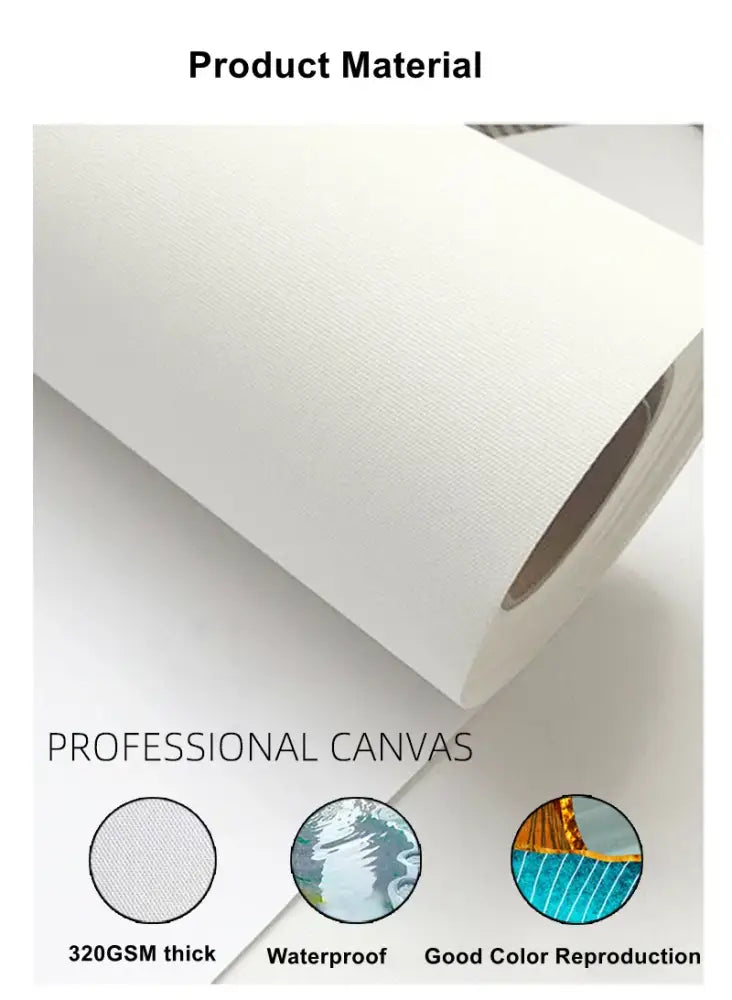 A roll of professional-grade white canvas painting with a textured weave and waterproof finish for laundry girl wall art