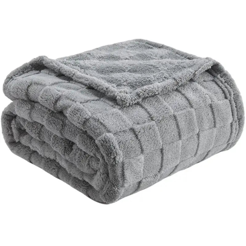 A gray lavender quilted plush cozy fluffy blanket with stitched grid pattern for living room decorbites cozy fluffy throw