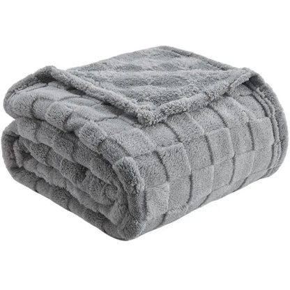 A gray lavender quilted plush cozy fluffy blanket with stitched grid pattern for living room decorbites cozy fluffy throw