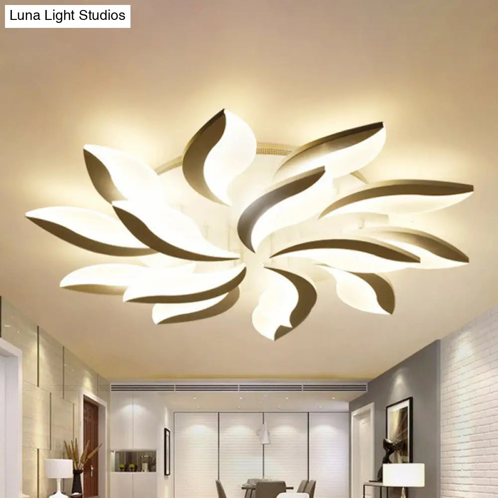 DecorBites™ DecorBites™ Leaf LED Semi Flush Acrylic Ceiling Light Fixture in White - Simple Style for Living Room