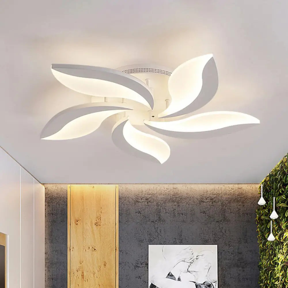 DecorBites™ DecorBites™ Leaf LED Semi Flush Acrylic Ceiling Light Fixture in White - Simple Style for Living Room