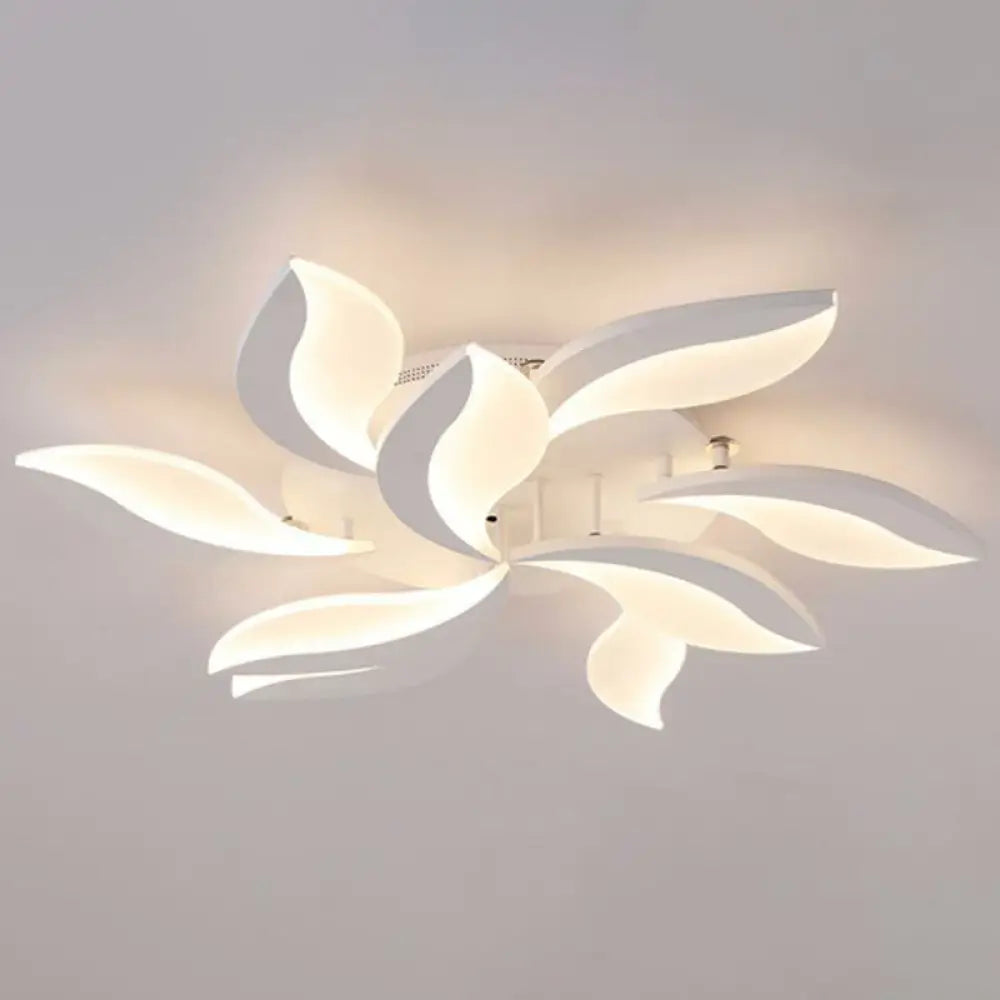 DecorBites™ DecorBites™ Leaf LED Semi Flush Acrylic Ceiling Light Fixture in White - Simple Style for Living Room