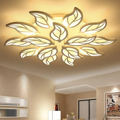 DecorBites™ DecorBites™ Leaf LED Semi Flush Mount Light in White Acrylic for Simple Living Room Ceiling