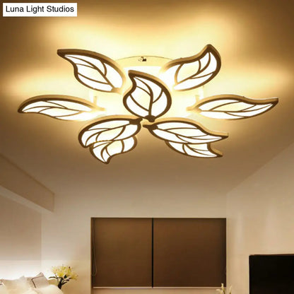 DecorBites™ DecorBites™ Leaf LED Semi Flush Mount Light in White Acrylic for Simple Living Room Ceiling