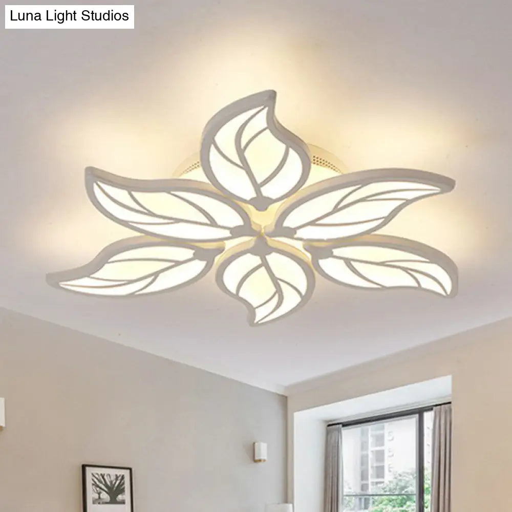DecorBites™ DecorBites™ Leaf LED Semi Flush Mount Light in White Acrylic for Simple Living Room Ceiling
