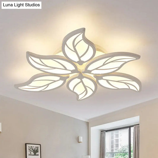 DecorBites™ DecorBites™ Leaf LED Semi Flush Mount Light in White Acrylic for Simple Living Room Ceiling