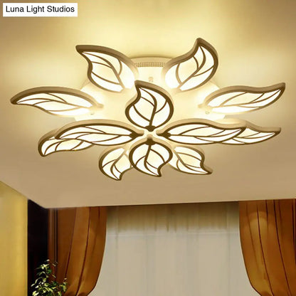 DecorBites™ DecorBites™ Leaf LED Semi Flush Mount Light in White Acrylic for Simple Living Room Ceiling