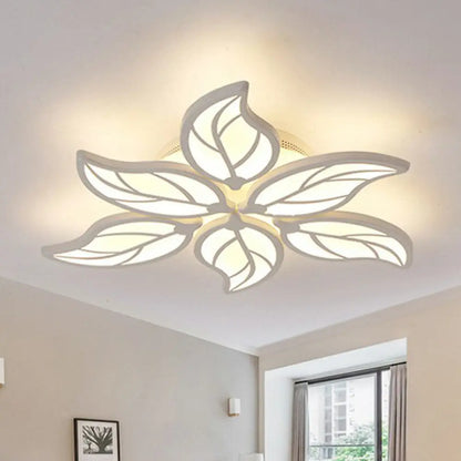 DecorBites™ DecorBites™ Leaf LED Semi Flush Mount Light in White Acrylic for Simple Living Room Ceiling