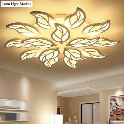 DecorBites™ DecorBites™ Leaf LED Semi Flush Mount Light in White Acrylic for Simple Living Room Ceiling