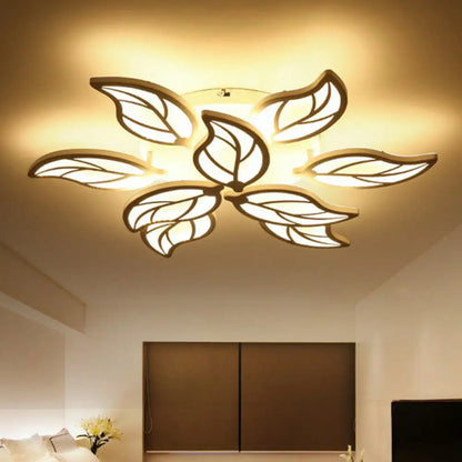 DecorBites™ DecorBites™ Leaf LED Semi Flush Mount Light in White Acrylic for Simple Living Room Ceiling