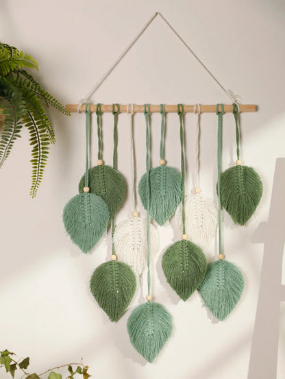 Leaf Macrame Tapestry Brown Green Wall Tapestry Boho Home Decoration Macrame Wall Hanging Home Living Room Decors
