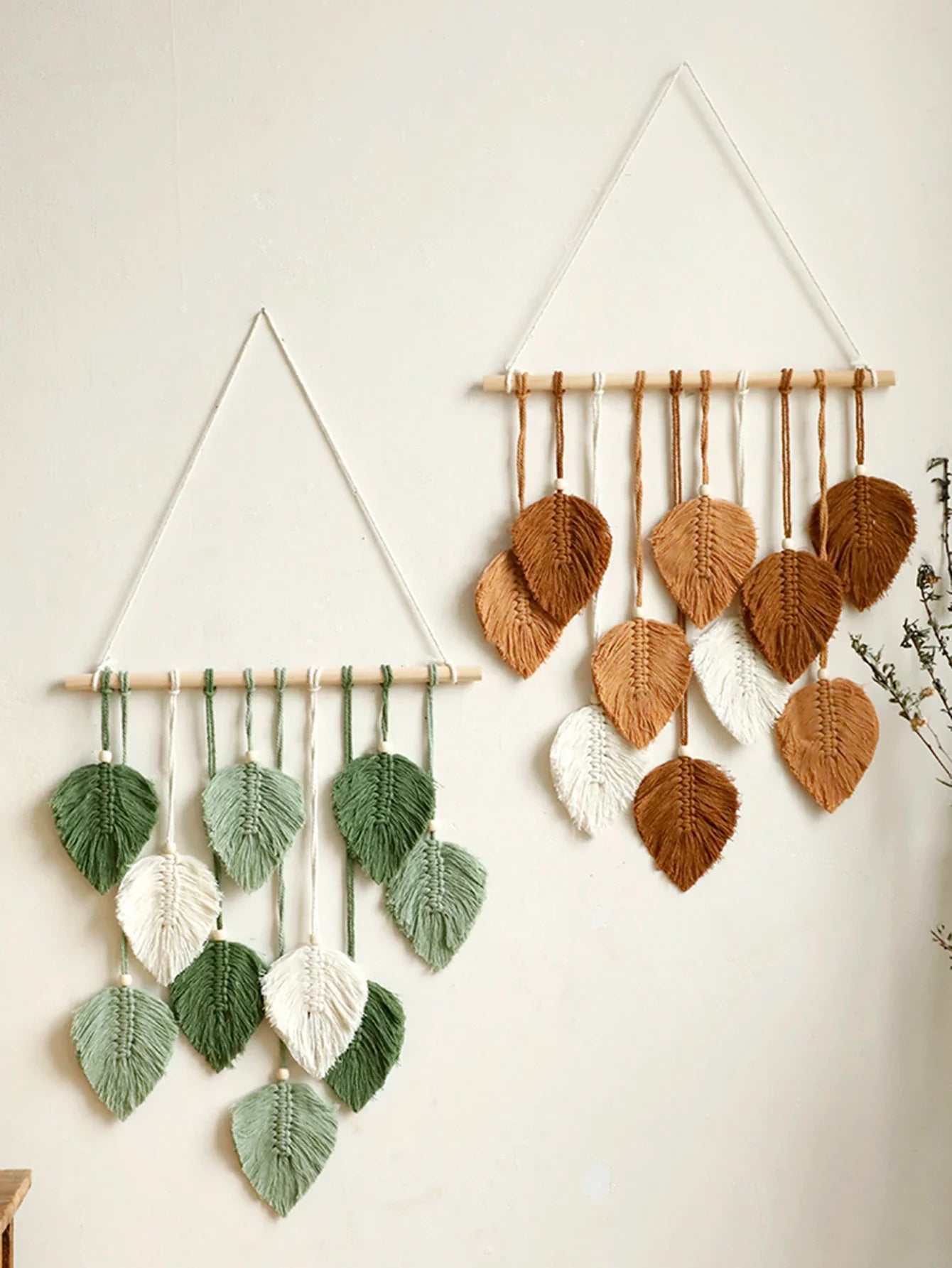 Leaf Macrame Tapestry Brown Green Wall Tapestry Boho Home Decoration Macrame Wall Hanging Home Living Room Decors