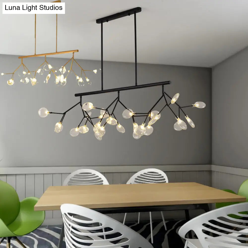 DecorBites™ Leaf-Shaped Metal Island Chandelier with 27 Contemporary Lights for Bedroom