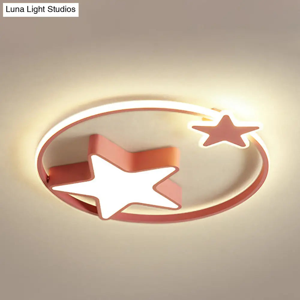 DecorBites™ DecorBites™ LED Acrylic Star Flush Mount Light - White/Pink Ceiling Fixture for Bedroom
