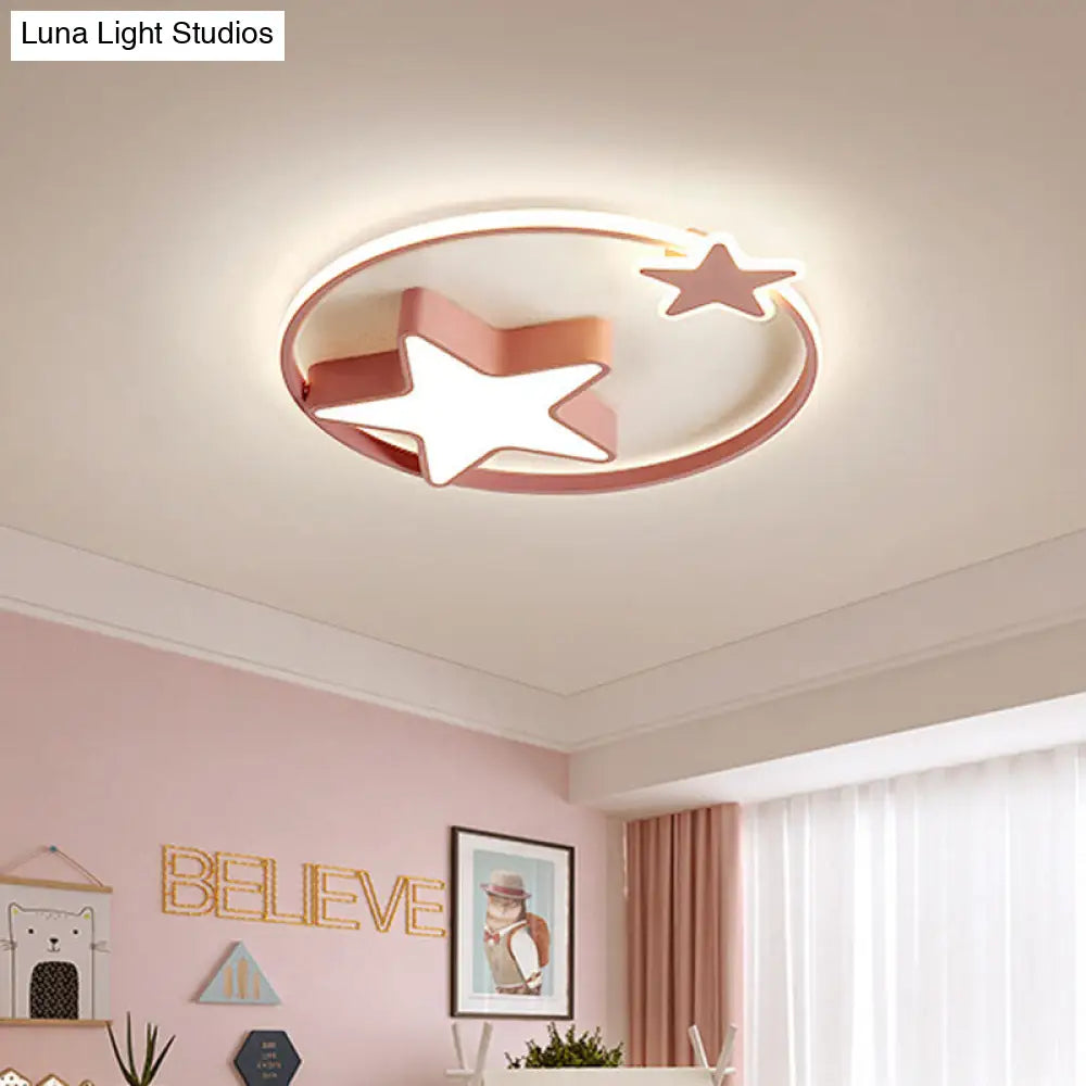 DecorBites™ DecorBites™ LED Acrylic Star Flush Mount Light - White/Pink Ceiling Fixture for Bedroom