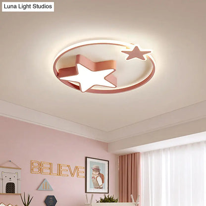 DecorBites™ DecorBites™ LED Acrylic Star Flush Mount Light - White/Pink Ceiling Fixture for Bedroom