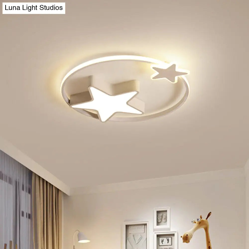 DecorBites™ DecorBites™ LED Acrylic Star Flush Mount Light - White/Pink Ceiling Fixture for Bedroom
