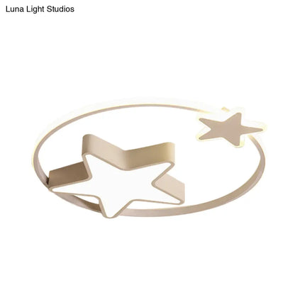 DecorBites™ DecorBites™ LED Acrylic Star Flush Mount Light - White/Pink Ceiling Fixture for Bedroom