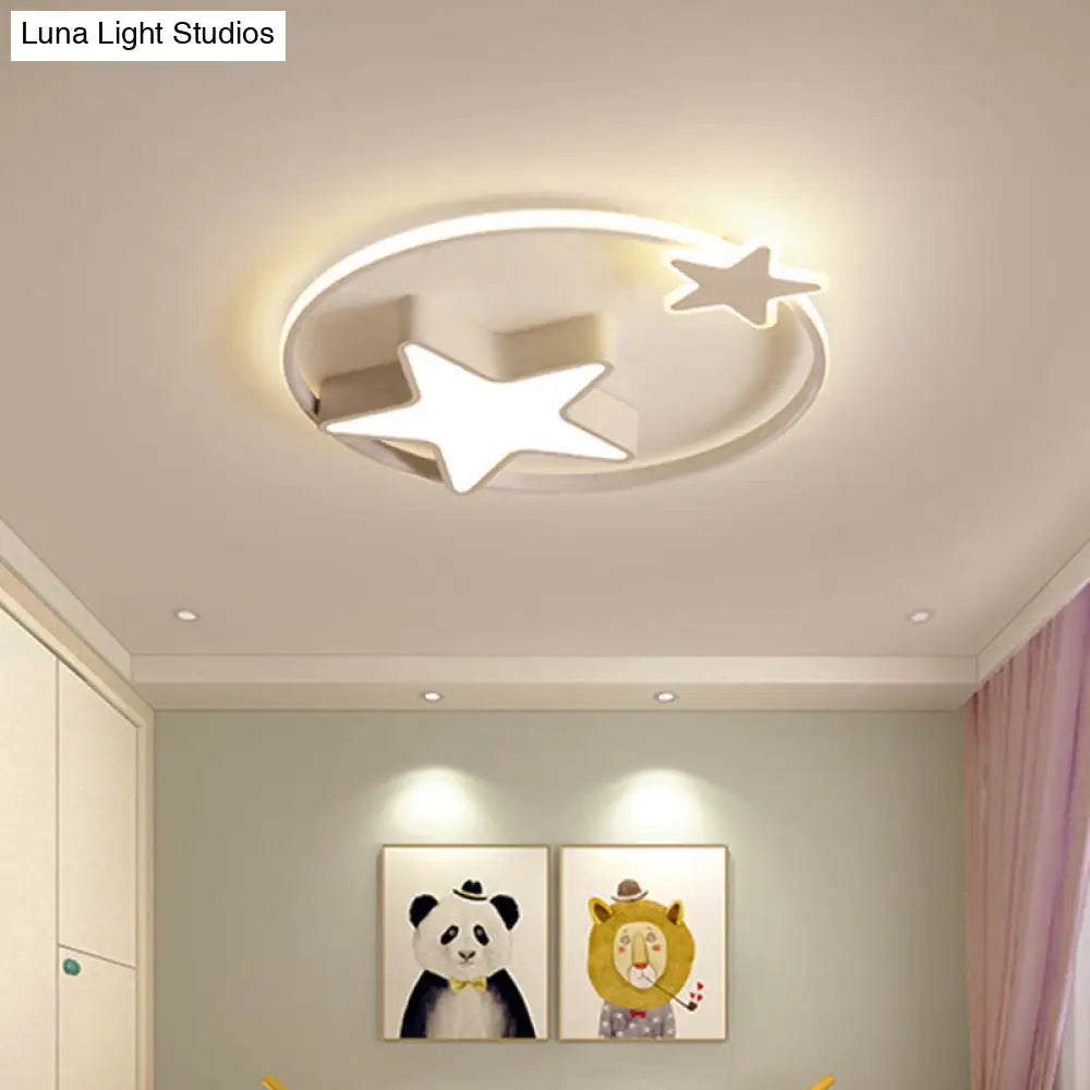 DecorBites™ DecorBites™ LED Acrylic Star Flush Mount Light - White/Pink Ceiling Fixture for Bedroom