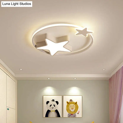 DecorBites™ DecorBites™ LED Acrylic Star Flush Mount Light - White/Pink Ceiling Fixture for Bedroom
