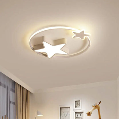 DecorBites™ DecorBites™ LED Acrylic Star Flush Mount Light - White/Pink Ceiling Fixture for Bedroom