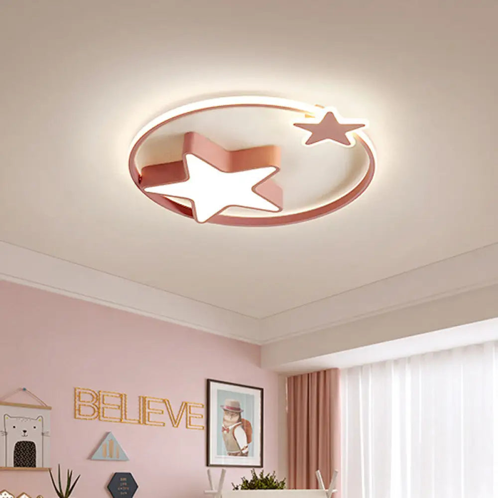 DecorBites™ DecorBites™ LED Acrylic Star Flush Mount Light - White/Pink Ceiling Fixture for Bedroom