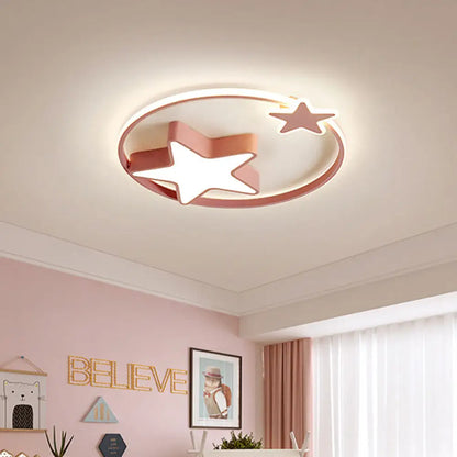 DecorBites™ DecorBites™ LED Acrylic Star Flush Mount Light - White/Pink Ceiling Fixture for Bedroom