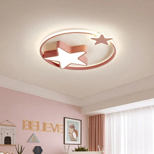 DecorBites™ DecorBites™ LED Acrylic Star Flush Mount Light - White/Pink Ceiling Fixture for Bedroom