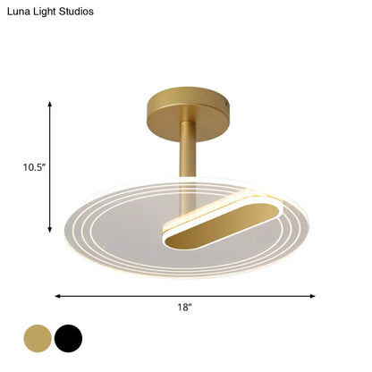 DecorBites™ DecorBites™ LED Acrylic Time Clock Flush Mount Ceiling Light for Bedroom - Black/Gold Simplicity