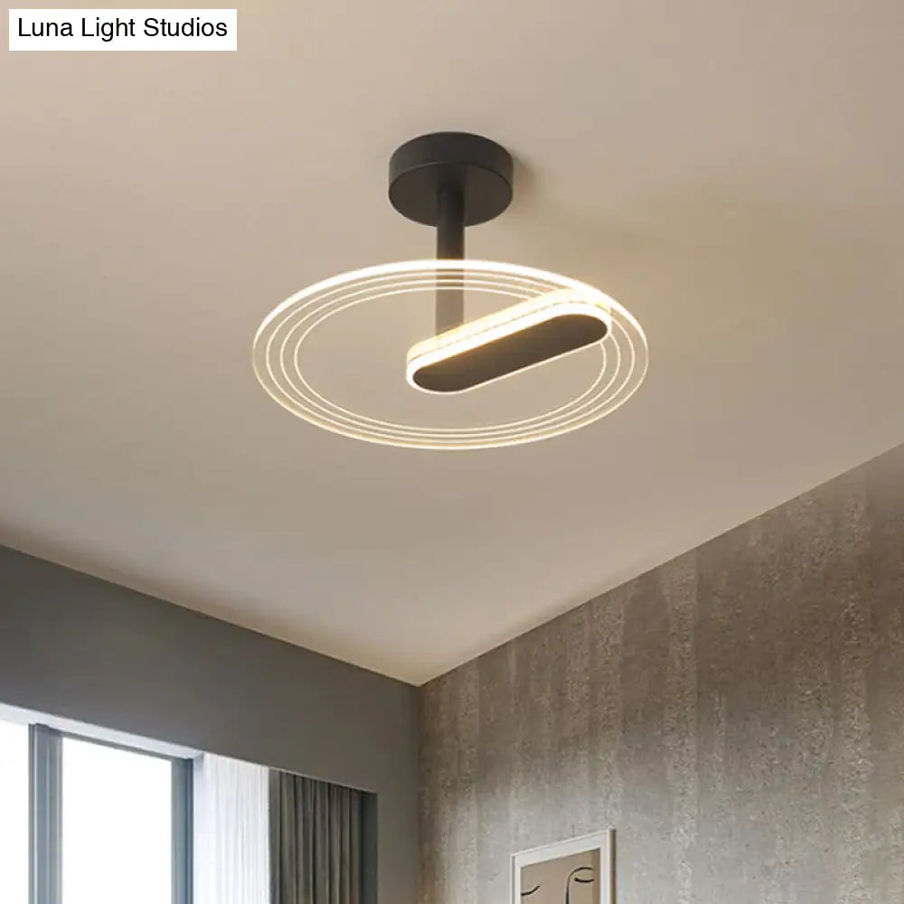 DecorBites™ DecorBites™ LED Acrylic Time Clock Flush Mount Ceiling Light for Bedroom - Black/Gold Simplicity