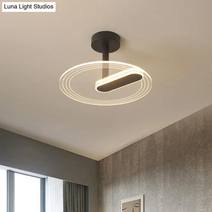 DecorBites™ DecorBites™ LED Acrylic Time Clock Flush Mount Ceiling Light for Bedroom - Black/Gold Simplicity