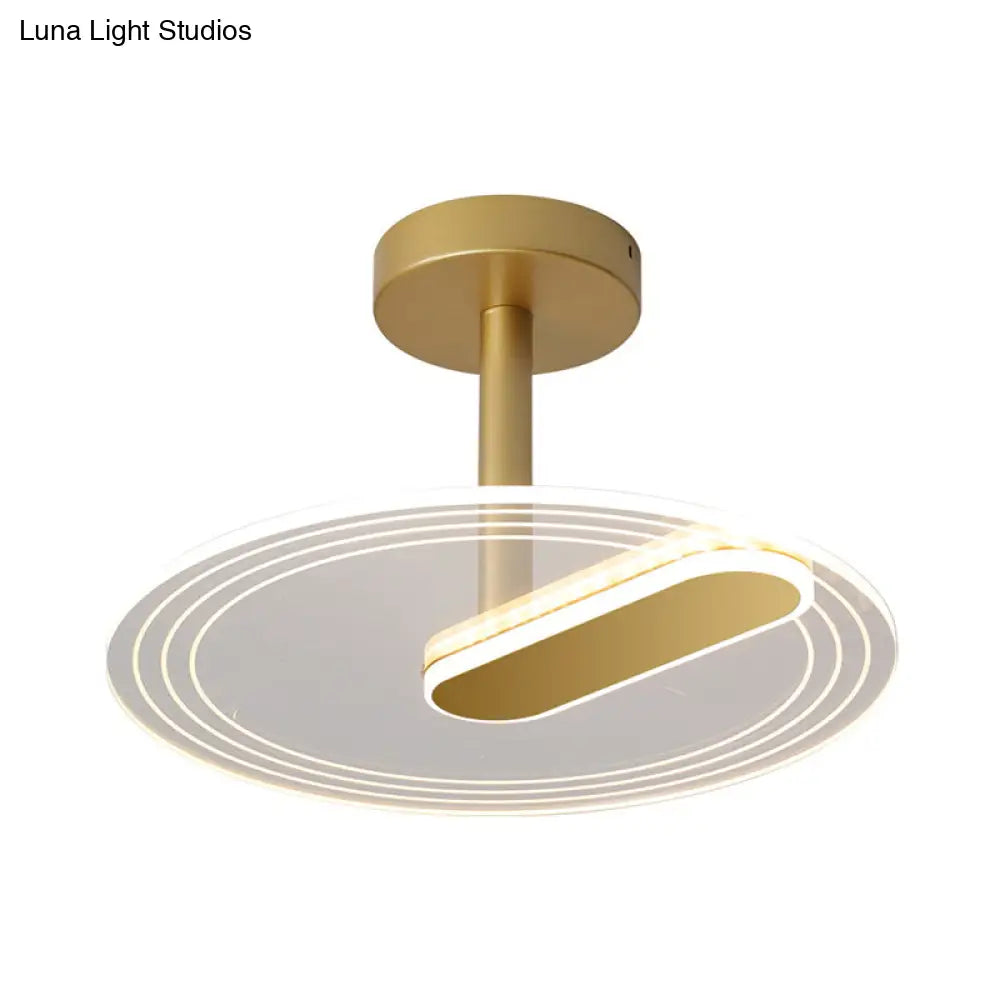 DecorBites™ DecorBites™ LED Acrylic Time Clock Flush Mount Ceiling Light for Bedroom - Black/Gold Simplicity