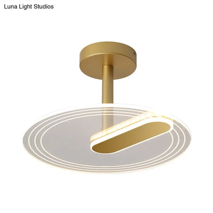 DecorBites™ DecorBites™ LED Acrylic Time Clock Flush Mount Ceiling Light for Bedroom - Black/Gold Simplicity