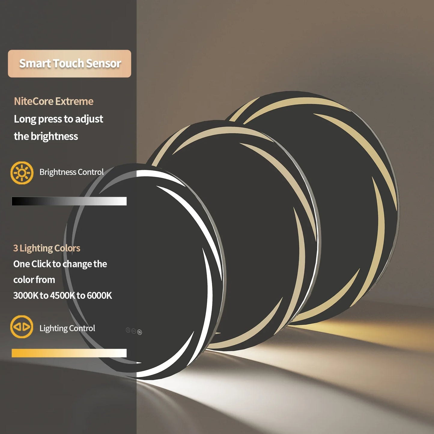 LED Backlit Round Bathroom Vanity Mirror