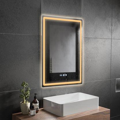 LED Bathroom Mirror: Adjustable Brightness Anti-Fog Time Display - United States