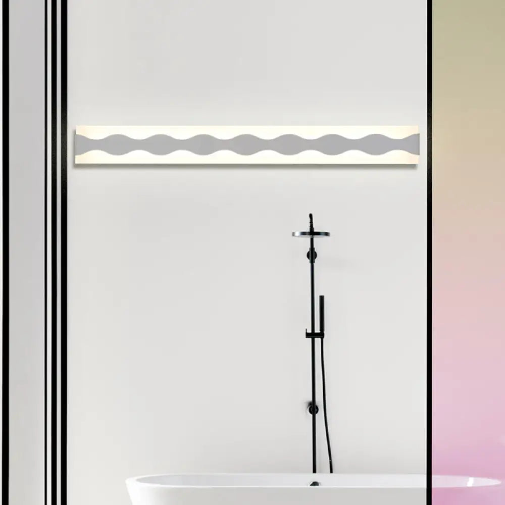 DecorBites™ DecorBites™ LED Bathroom Vanity Light with Wave Acrylic Shade: 16"/19.5" Wide, White Wall Sconce in Warm/White Light