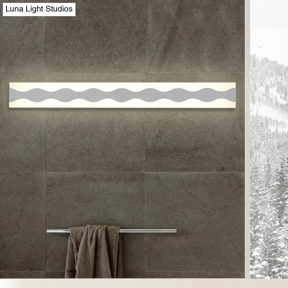 DecorBites™ DecorBites™ LED Bathroom Vanity Light with Wave Acrylic Shade: 16"/19.5" Wide, White Wall Sconce in Warm/White Light