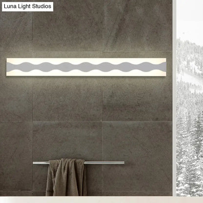 DecorBites™ DecorBites™ LED Bathroom Vanity Light with Wave Acrylic Shade: 16"/19.5" Wide, White Wall Sconce in Warm/White Light