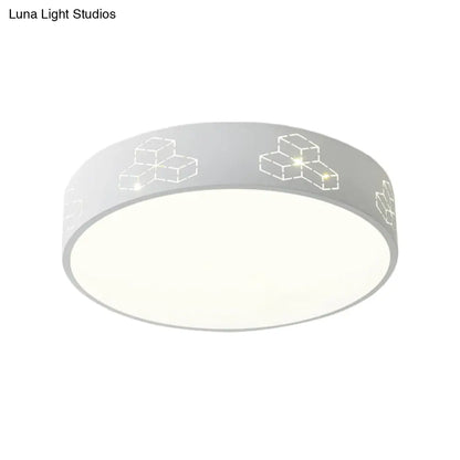 DecorBites™ DecorBites™ LED Bedroom Flush Mount Ceiling Fixture - Kids Pink/White/Blue Light with Fun Cutouts in Moon, Star, Cube, and Elephant Patterns