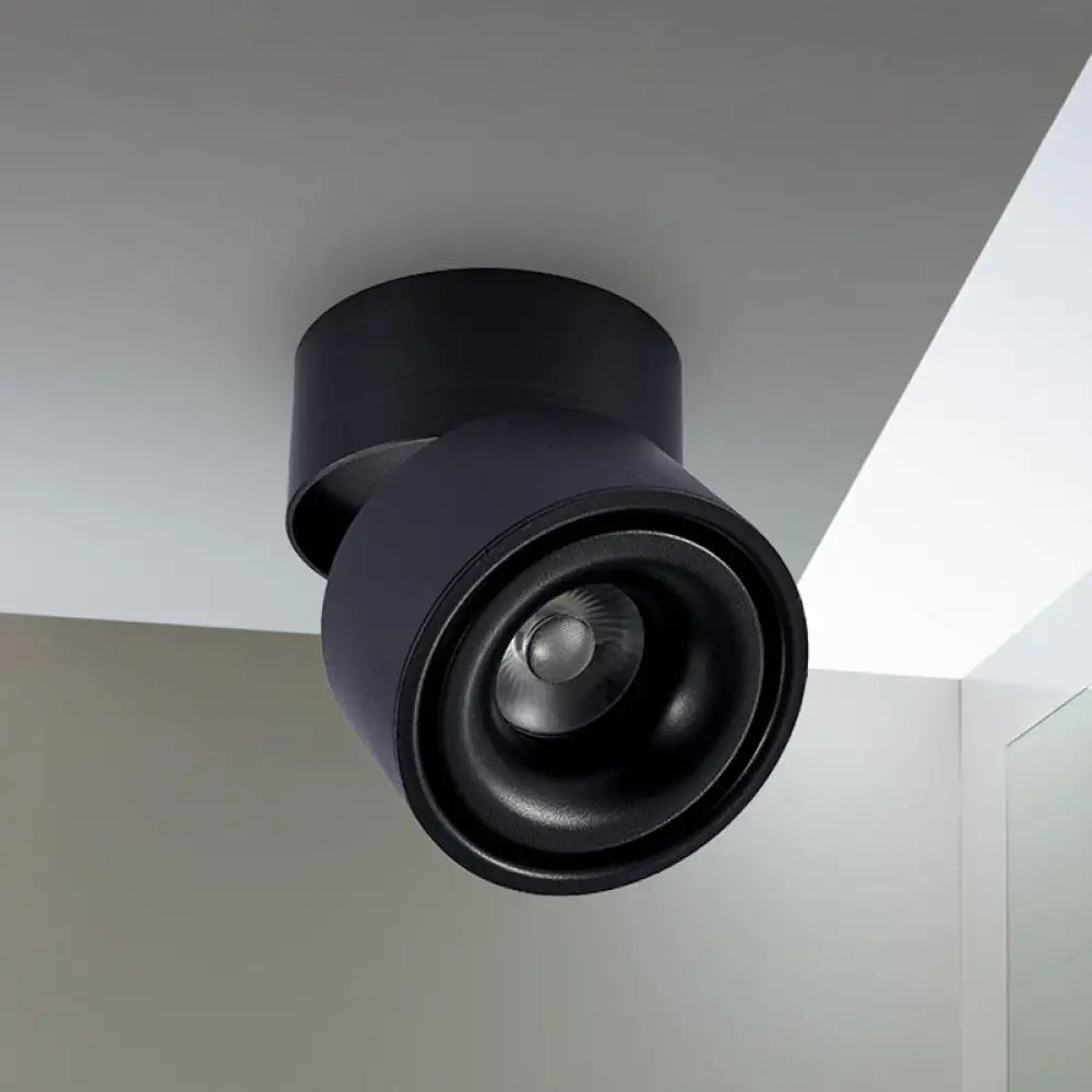 DecorBites™ LED Bedroom Flush Mount Light in Round Metallic Shade – Black/White Ceiling Fixture with Warm/White Lighting