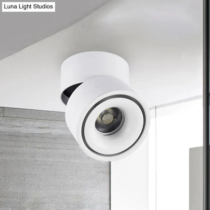 DecorBites™ LED Bedroom Flush Mount Light in Round Metallic Shade – Black/White Ceiling Fixture with Warm/White Lighting