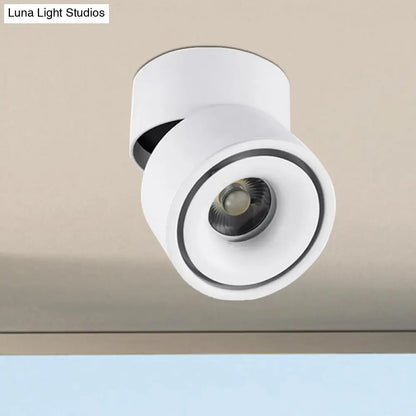 DecorBites™ LED Bedroom Flush Mount Light in Round Metallic Shade – Black/White Ceiling Fixture with Warm/White Lighting