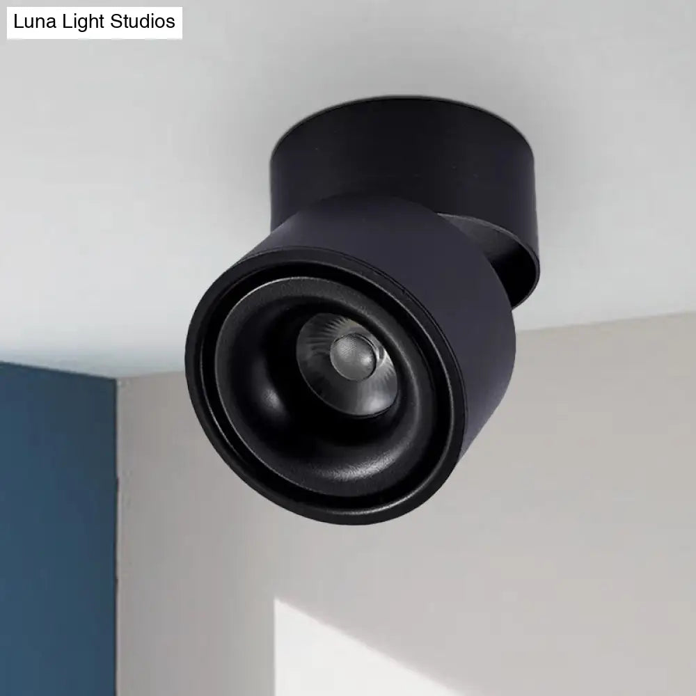 DecorBites™ LED Bedroom Flush Mount Light in Round Metallic Shade – Black/White Ceiling Fixture with Warm/White Lighting