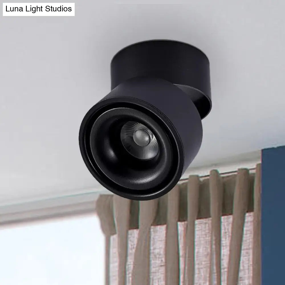 DecorBites™ LED Bedroom Flush Mount Light in Round Metallic Shade – Black/White Ceiling Fixture with Warm/White Lighting