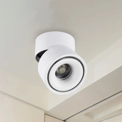 DecorBites™ LED Bedroom Flush Mount Light in Round Metallic Shade – Black/White Ceiling Fixture with Warm/White Lighting