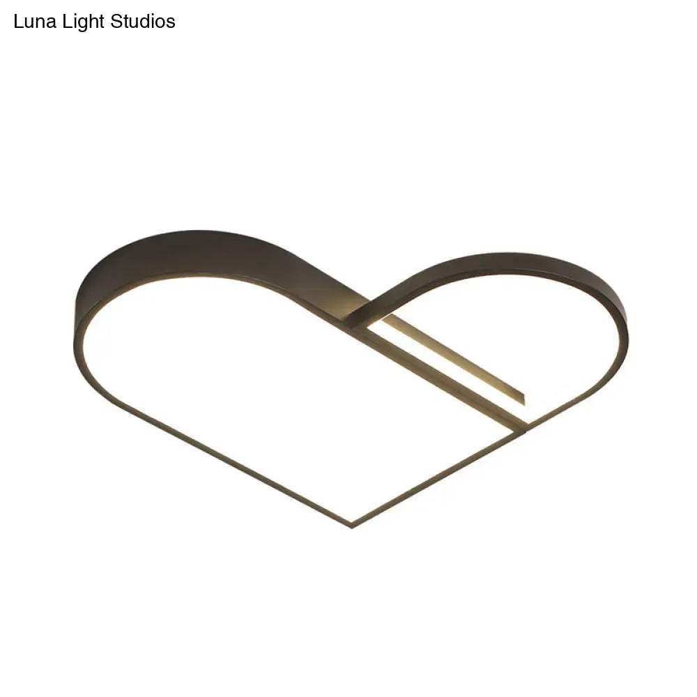 DecorBites™ DecorBites™ LED Bedroom Flush Mount Modern White/Black Flush Lighting with Love Heart Metal Shade, 19.5"/23.5" Width