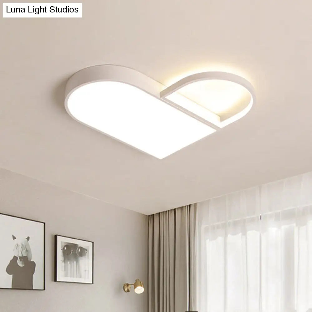 DecorBites™ DecorBites™ LED Bedroom Flush Mount Modern White/Black Flush Lighting with Love Heart Metal Shade, 19.5"/23.5" Width