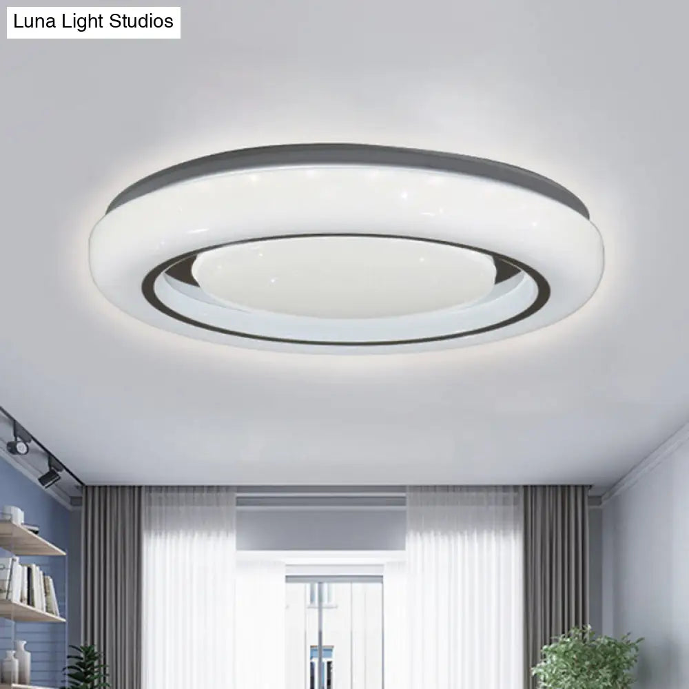 DecorBites™ DecorBites™ LED Bedroom Flushmount Ceiling Lamp, Modern Black and White, Circle Acrylic Shade, Warm/White Light, 16"/19.5" Diam.